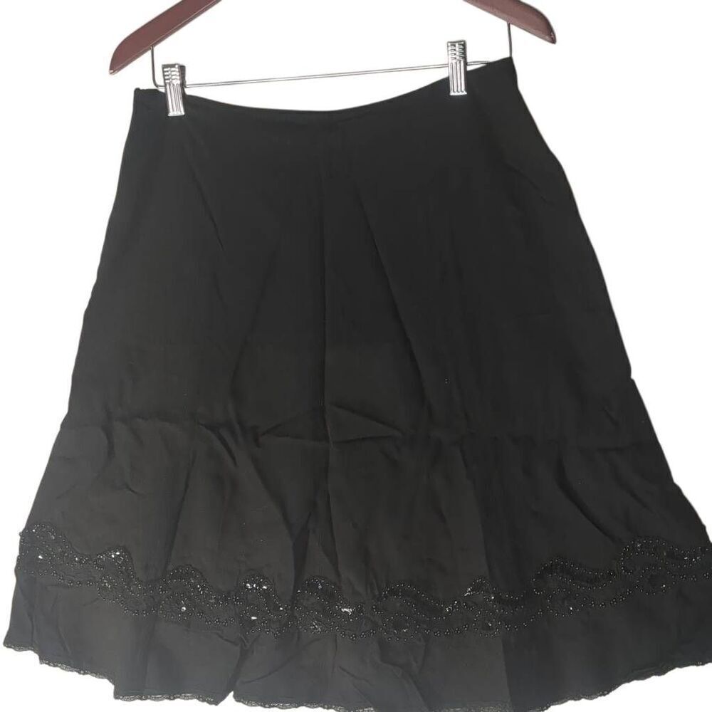 Cynthia Steffe Lightweight Wool Blend A Line Skirt Beaded Embroidered Detail Mad